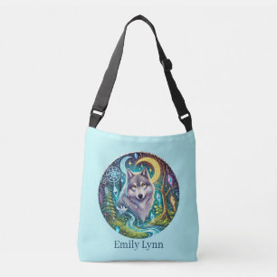 Cute Wolf lovers add name Crossbody Bag