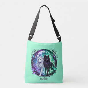 Cute wolf lovers add name crossbody bag
