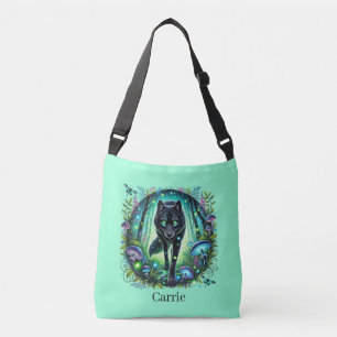 Cute wolf lovers add name crossbody bag