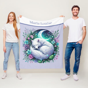 Cute wolf lovers add name fleece blanket