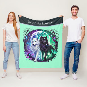 Cute wolf lovers add name  fleece blanket