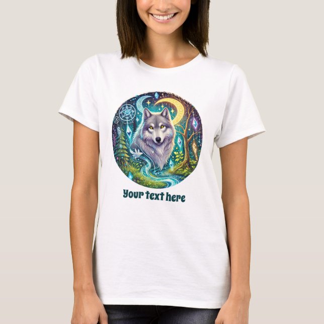 Cute wolf lovers customisable  T-Shirt (Front)