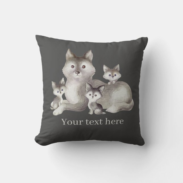 cute wolf lovers decor Throw Pillow (Front)