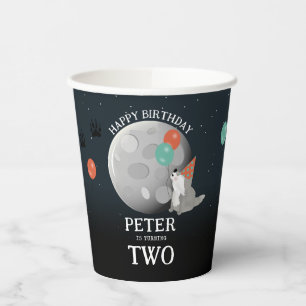 Cute Wolf Pack Woodland Moon Howling Birthday Paper Cups