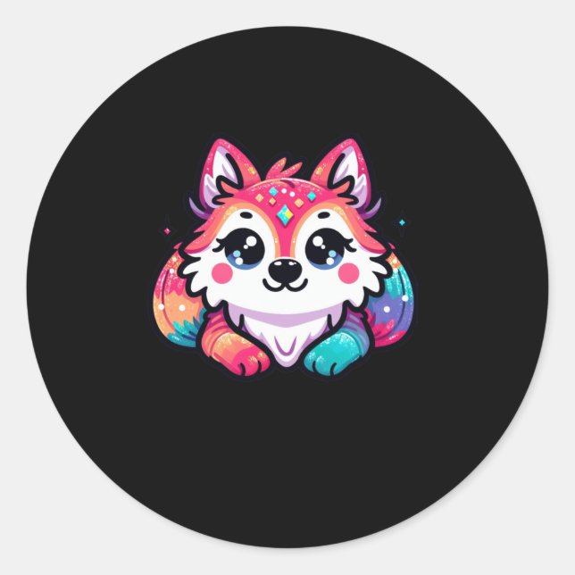 Cute Wolf Sticker1  Classic Round Sticker (Front)