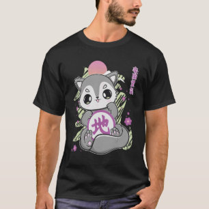 Cute Wolf With Earth Kanji And Japanese Aesthetic T-Shirt
