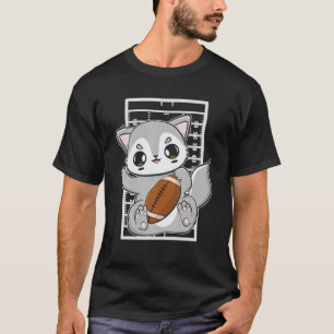 Cute Wolf With Football For Centre Guard And Tackl T-Shirt