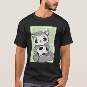 Cute Wolf With Soccer Plays Football Team Sports T-Shirt