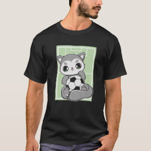 Cute Wolf With Soccer Plays Football Team Sports T-Shirt
