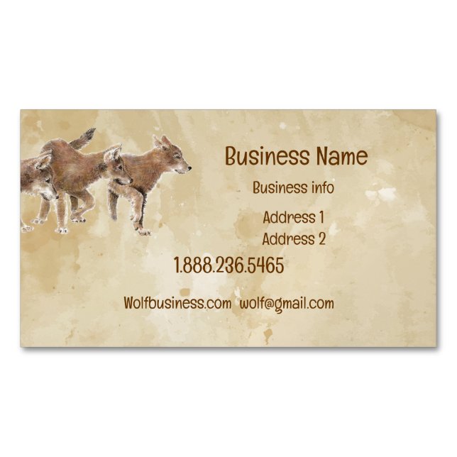 Cute Wolf, Wolves, Cubs, Pups, Nature  Business Ca Magnetic Business Card (Front)