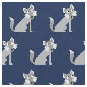 Cute Wolf Wolves Kid Baby Nursery Dark Blue Fabric