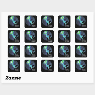 Cute wolfe inder sky moon \romantic watercolor square sticker