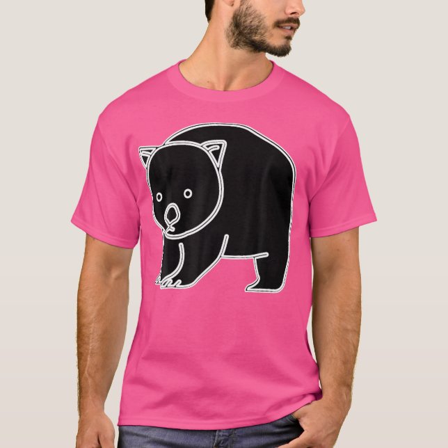 Cute Wombat Black T-Shirt (Front)