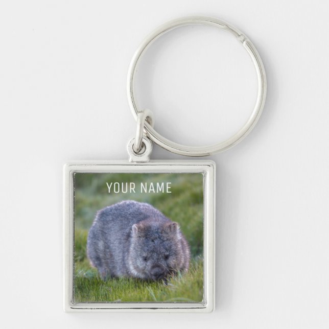Cute Wombat Wildlife Animal Australia Green Key Ring (Front)