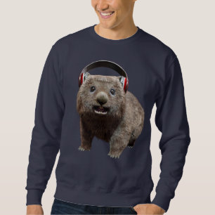 Cute Wombat with Headphones Music Lover Art Sweatshirt
