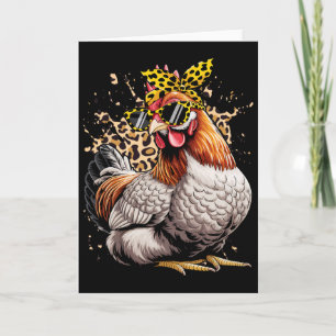 Cute Women Girl Chicken Leopard Ndana Headnd Gles Card