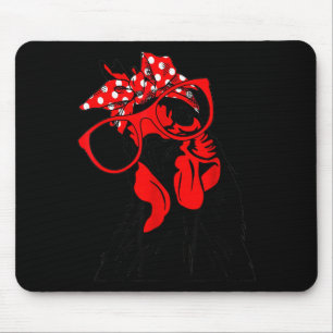 Cute Women Girl Chicken With Bandana Headband And Mouse Mat
