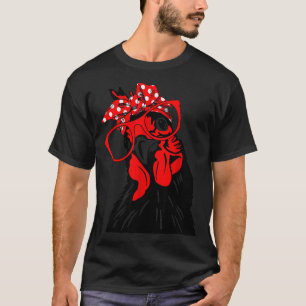Cute Women Girl Chicken With Bandana Headband And T-Shirt