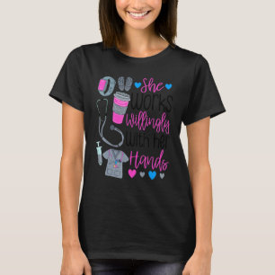 Cute women RN symbol nursing job work nurse Christ T-Shirt