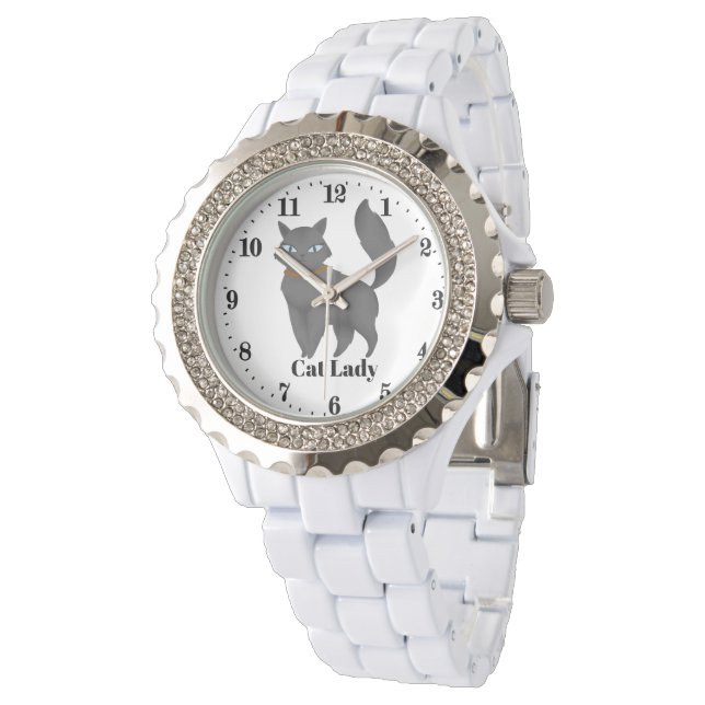 Cute womens cat lady watch (Angled)