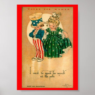 Cute Women's Voting Rights Suffrage Illustration Poster