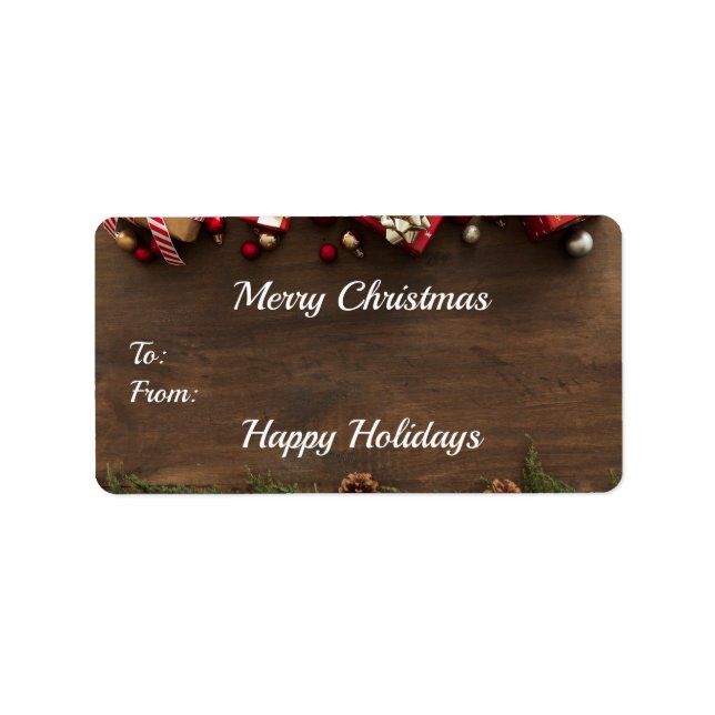 Cute Wood Merry Christmas Rectangle Stickers (Front)