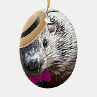 Cute Woodchuck Cartoon! Ceramic Tree Decoration