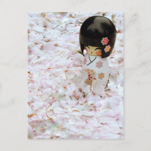 Cute Wooden Japanese Doll Postcard