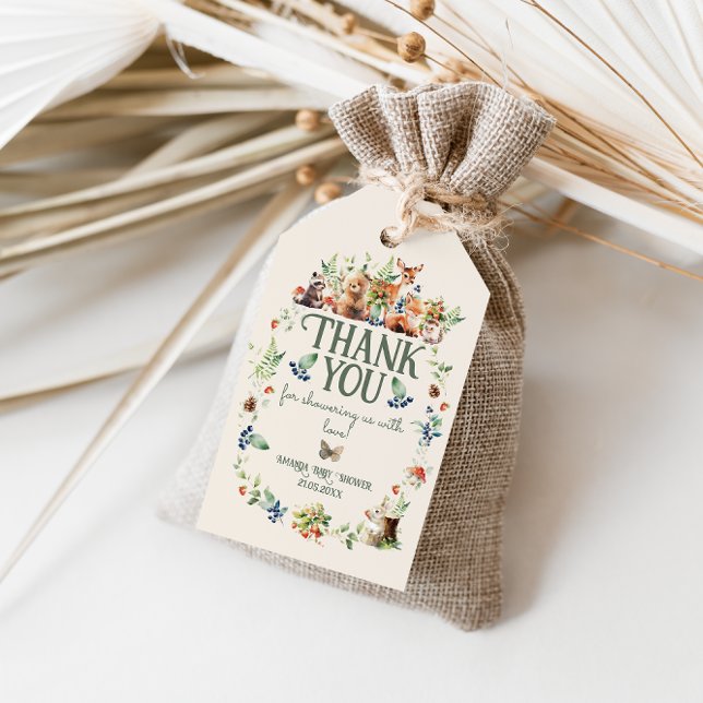Cute Woodland Animal Adventure Neutral Baby Shower Gift Tags (Creator Uploaded)