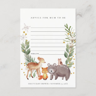 Cute Woodland Animal Advice for Mum Baby Shower Enclosure Card