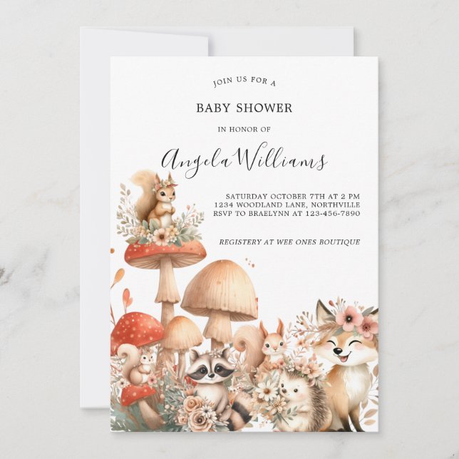 Cute Woodland Animal Baby Shower Invitation (Front)