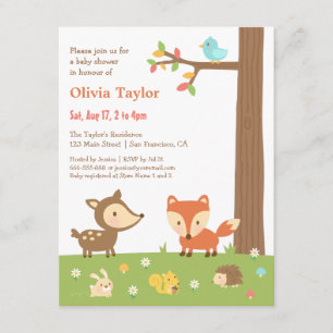 Cute Woodland Animal Baby Shower Invitation
