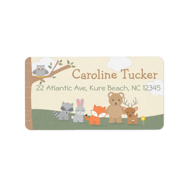 Cute Woodland Animal Baby Shower Party Labels (Front)