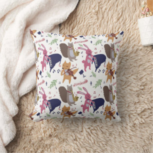 Cute Woodland Animal Band Musical Instruments  Cushion