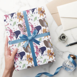 Cute Woodland Animal Band Musical Instruments Wrapping Paper