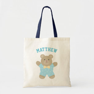 Cute Woodland Animal Bear Cub Kids Add Your Name Tote Bag