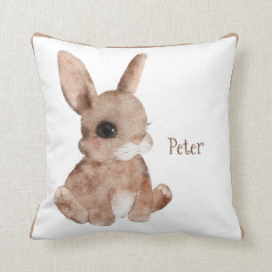 Cute Woodland Animal Bunny Rabbit Name Nursery Cushion