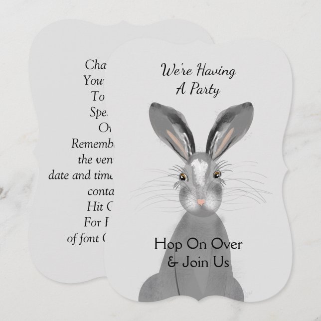 Cute Woodland Animal Bunny Rabbit Peronalized Invitation (Front/Back)
