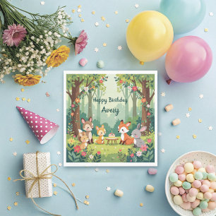 Cute Woodland Animal Child Birthday Napkin