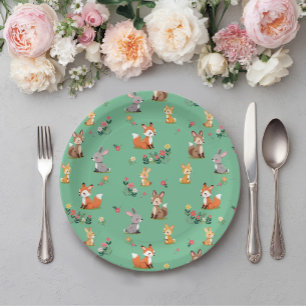 Cute Woodland Animal Child Birthday Paper Plate