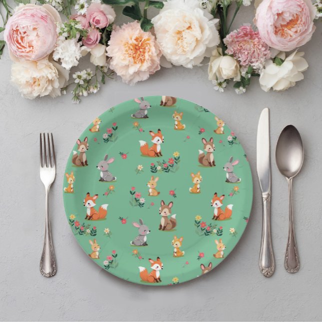 Cute Woodland Animal Child Birthday Paper Plate (Creator Uploaded)