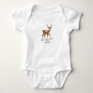 Cute Woodland Animal Deer Water Personalised name Baby Bodysuit