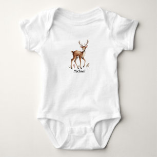 Cute Woodland Animal Deer Water Personalised name Baby Bodysuit