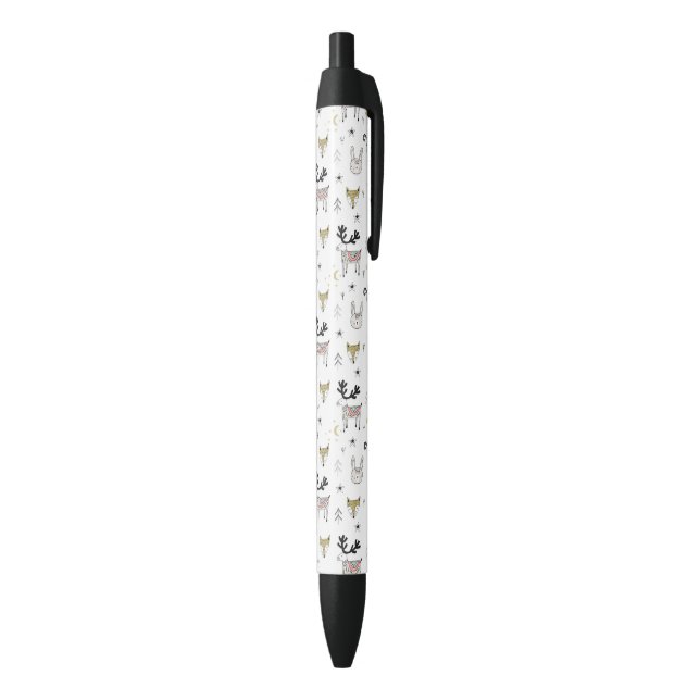 Cute Woodland Animal Doodle Pattern Black Ink Pen (Bottom (Vertical))