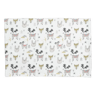 Cute Woodland Animal Doodle Pattern Pillowcase