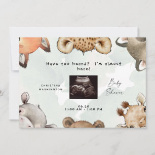 Cute Woodland Animal Ears Ultrasound Rounded Invit Invitation