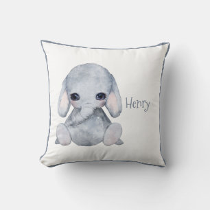 Cute Woodland Animal Elephant Name Nursery Cushion