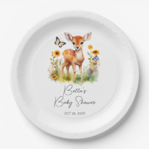 Cute Woodland Animal Fawn Baby Shower Invitation Paper Plate