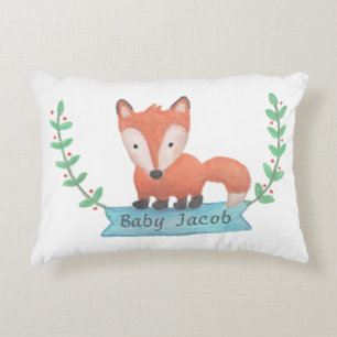Cute Woodland Animal Fox Baby Nursery Throw Pillow