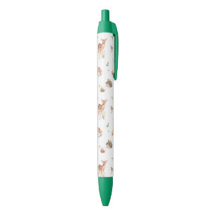 Cute Woodland Animal Friends Pattern Black Ink Pen